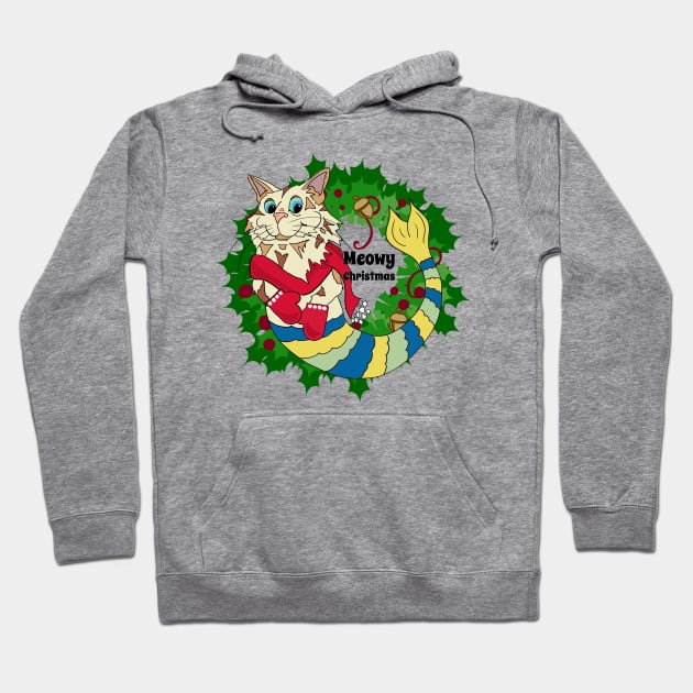 Meowy Christmas Purrmaid Hoodie by abrushwithhumor